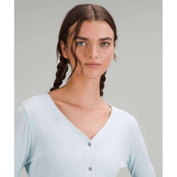 Lululemon Side-Cinch Ribbed Cardigan Powder Blue Size 6 - Picture 3 of 11